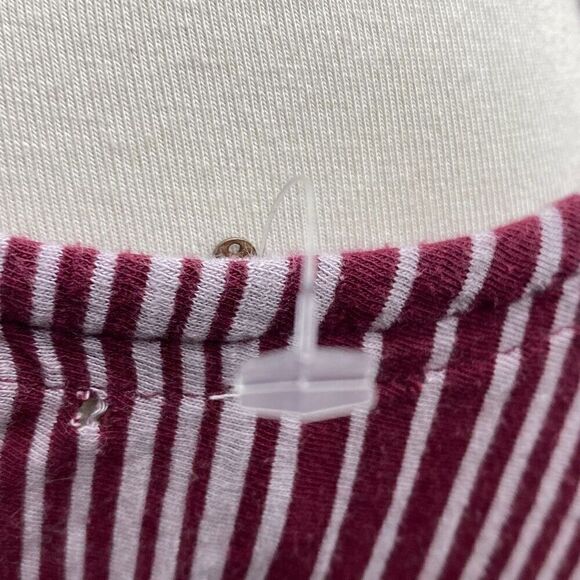 Free People Wrapped Around My Finger red wine/white stripe wrap shirt top XS - Picture 7 of 12